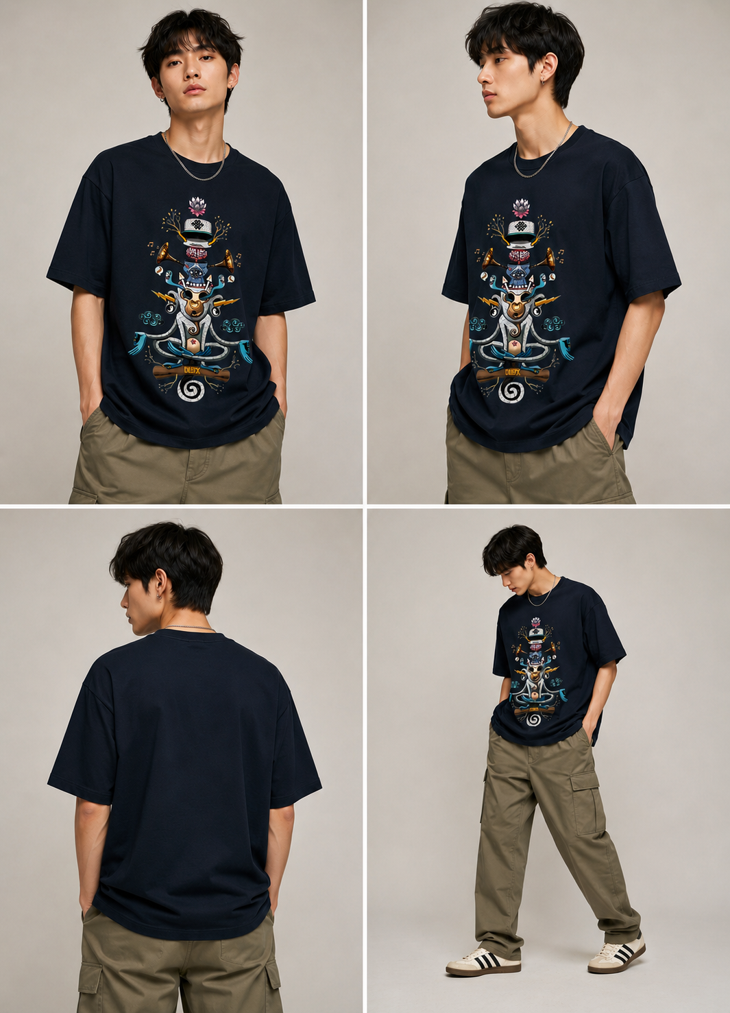 Divine Fusion – Mystical Streetwear Graphic Oversized T-Shirt