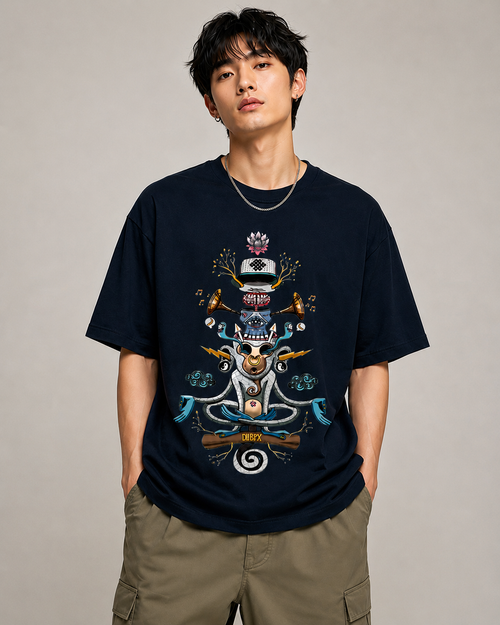 Divine Fusion – Mystical Streetwear Graphic Oversized T-Shirt